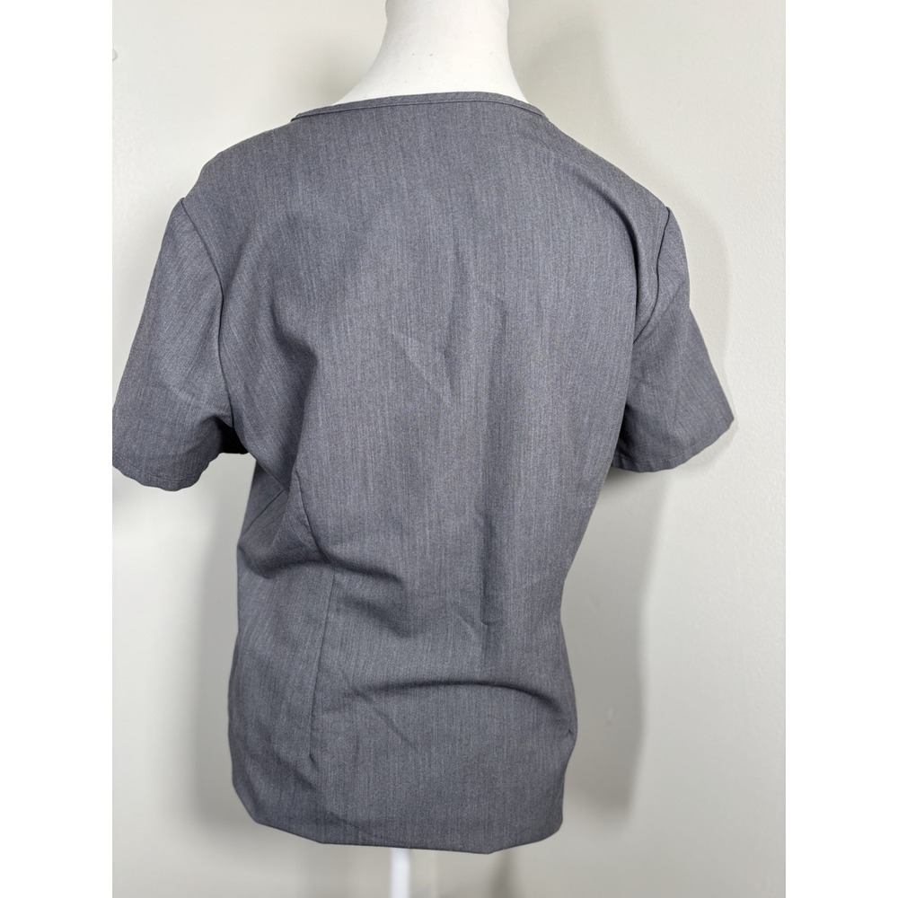 FIGS Casma Three Pocket Scrub Top Womens S Heather Gray Short Sleeve V Neck Logo - Picture 4 of 7